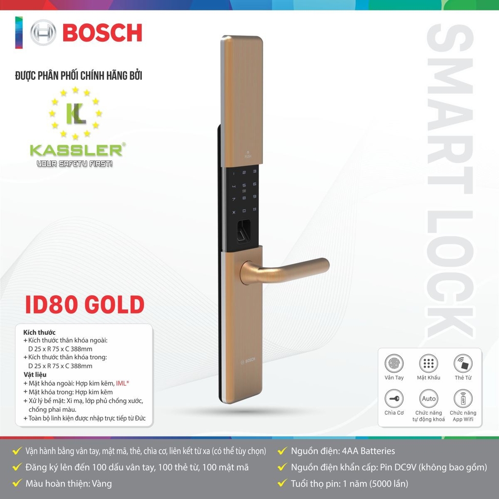 Khóa Điện Tử BOSCH ID80 GOLD