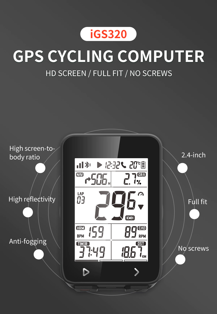 Đồng hồ IGPSPORT IGS320 iGS 320, bắt sóng vệ tinh GPS, Pin 72h | Vua Xe Đạp