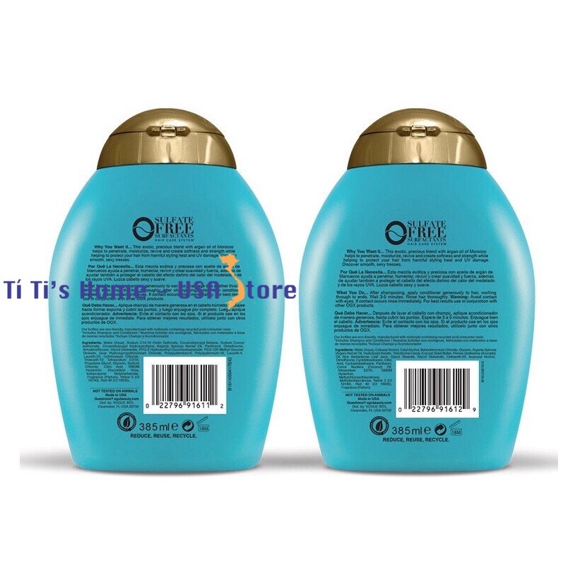 OGX, bộ đôi gội xả Renewing Argan Oil of Morocco Hydrating Hair, chai 385 ml