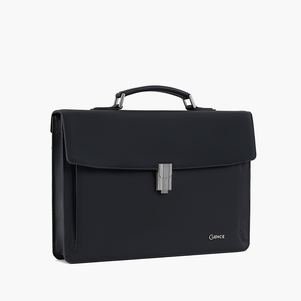 Cặp xách nam công sở da bò epsom CTS27 màu đen