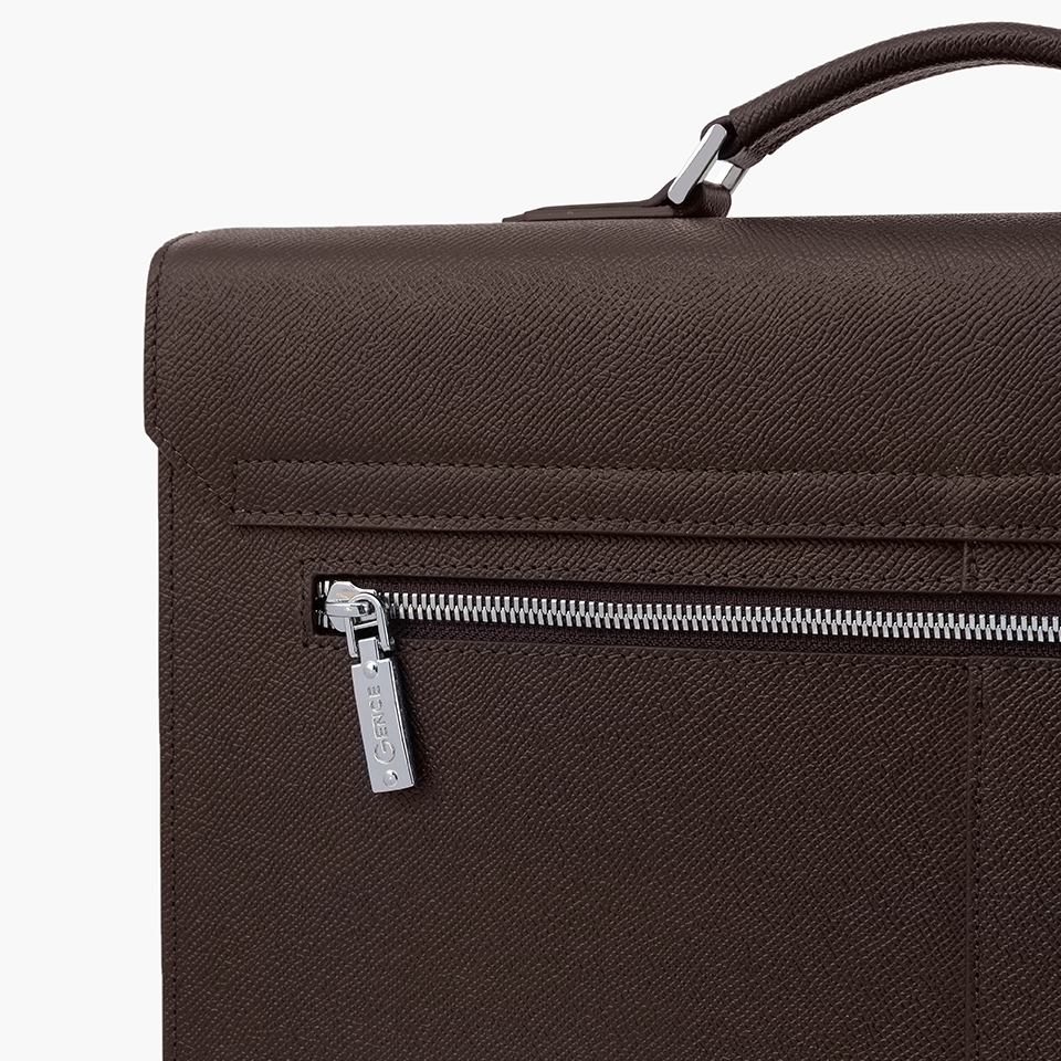 Cặp xách nam công sở da bò epsom CTS28 màu nâu