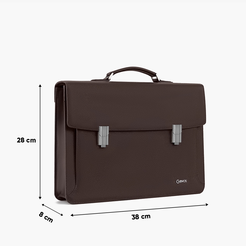 Cặp xách nam công sở da bò epsom CTS28 màu nâu