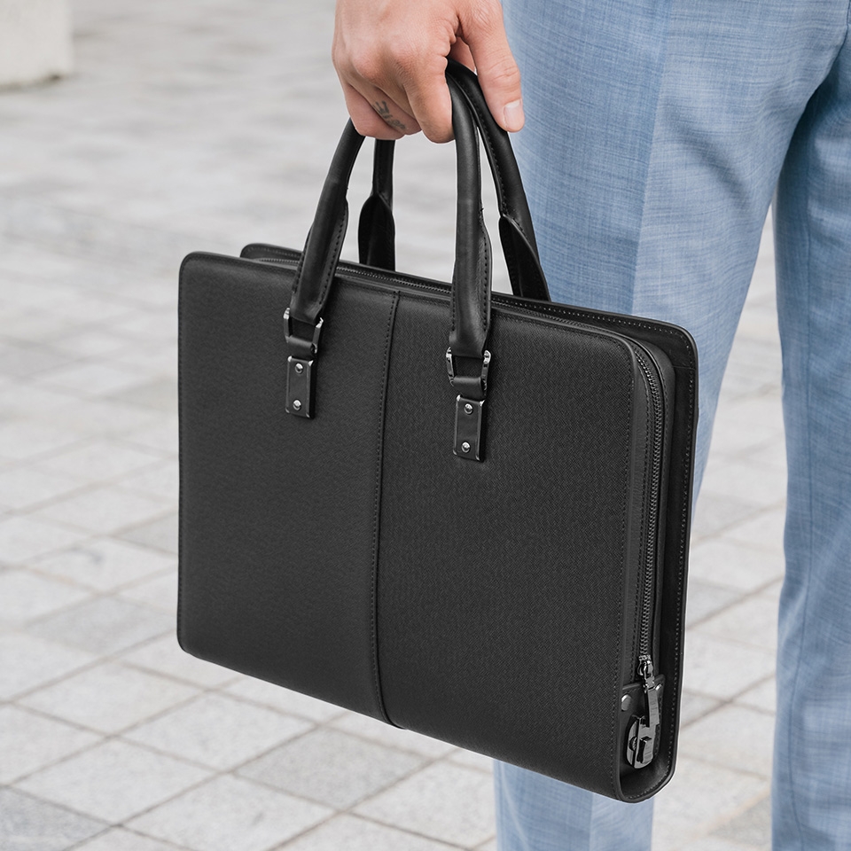 Cặp xách nam khóa số cao cấp da bò Taiga CGL09 đen