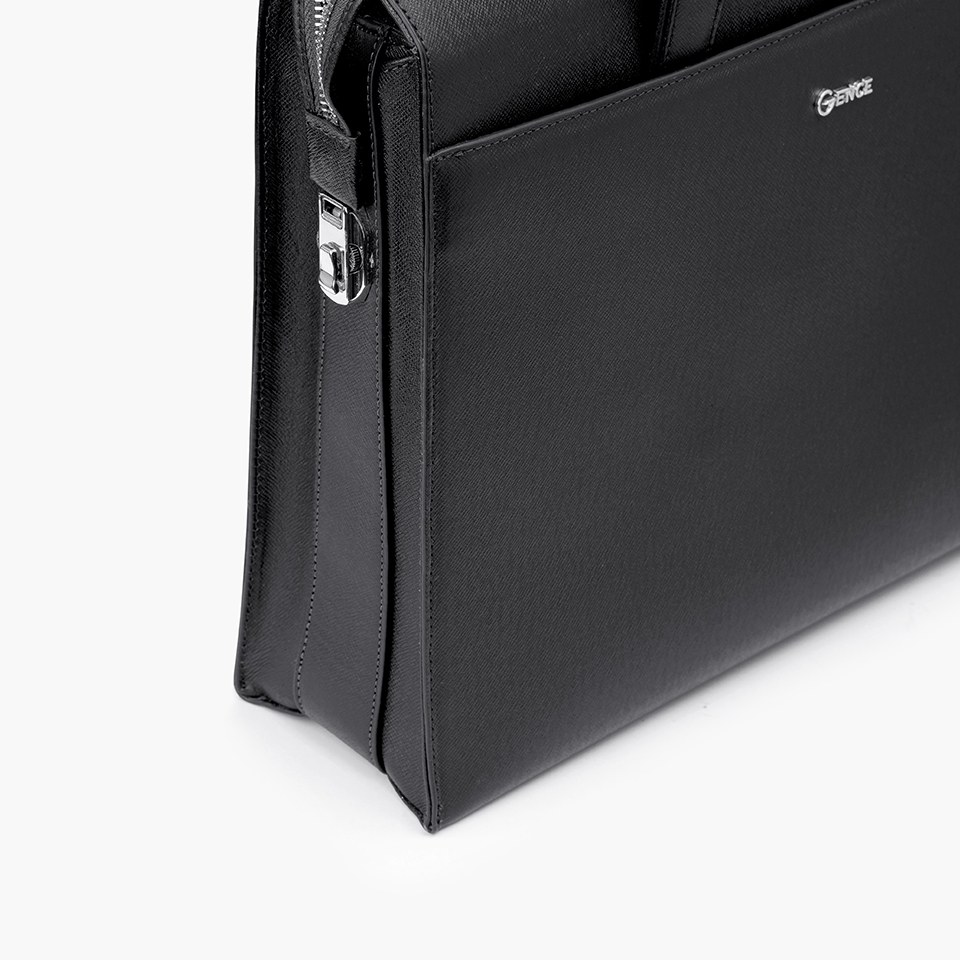 Cặp xách nam khóa số cao cấp da bò Taiga CTS21 Màu đen