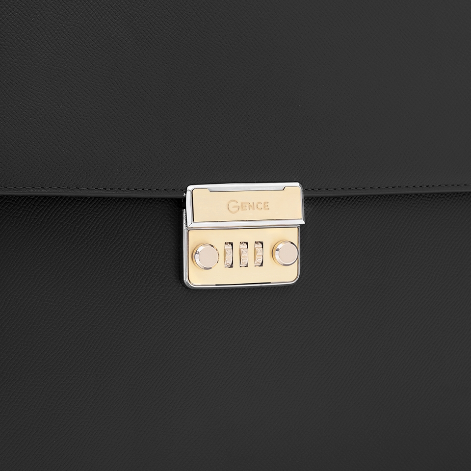 Cặp Nam Gence Khóa Số Da Bò Epsom Cao Cấp CTS25 Đen