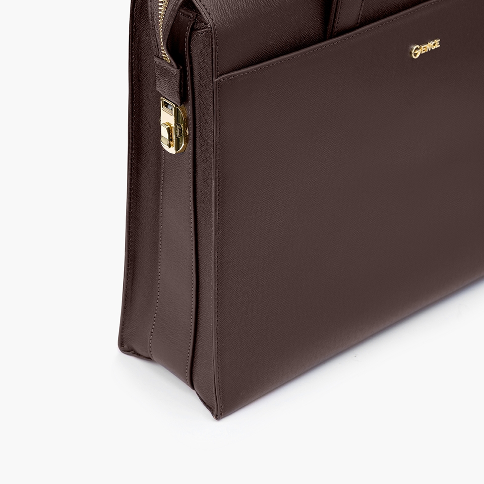 Cặp xách nam khóa số cao cấp da bò Taiga CTS22 Màu nâu