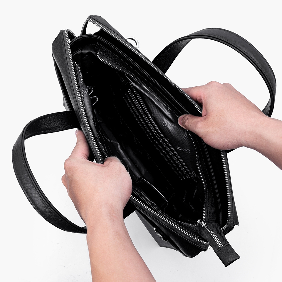 Cặp xách nam khóa số cao cấp da bò Taiga CTS21 Màu đen