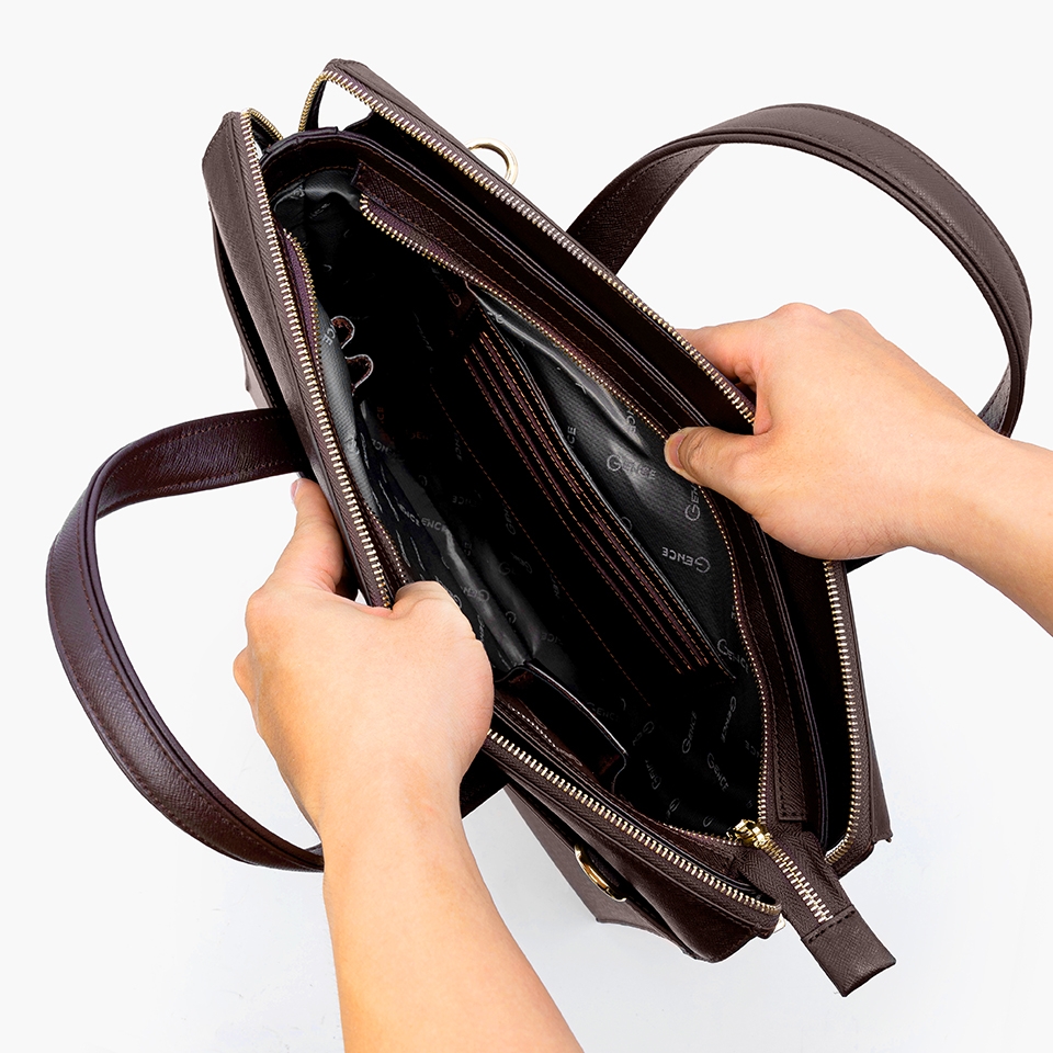 Cặp xách nam khóa số cao cấp da bò Taiga CTS22 Màu nâu