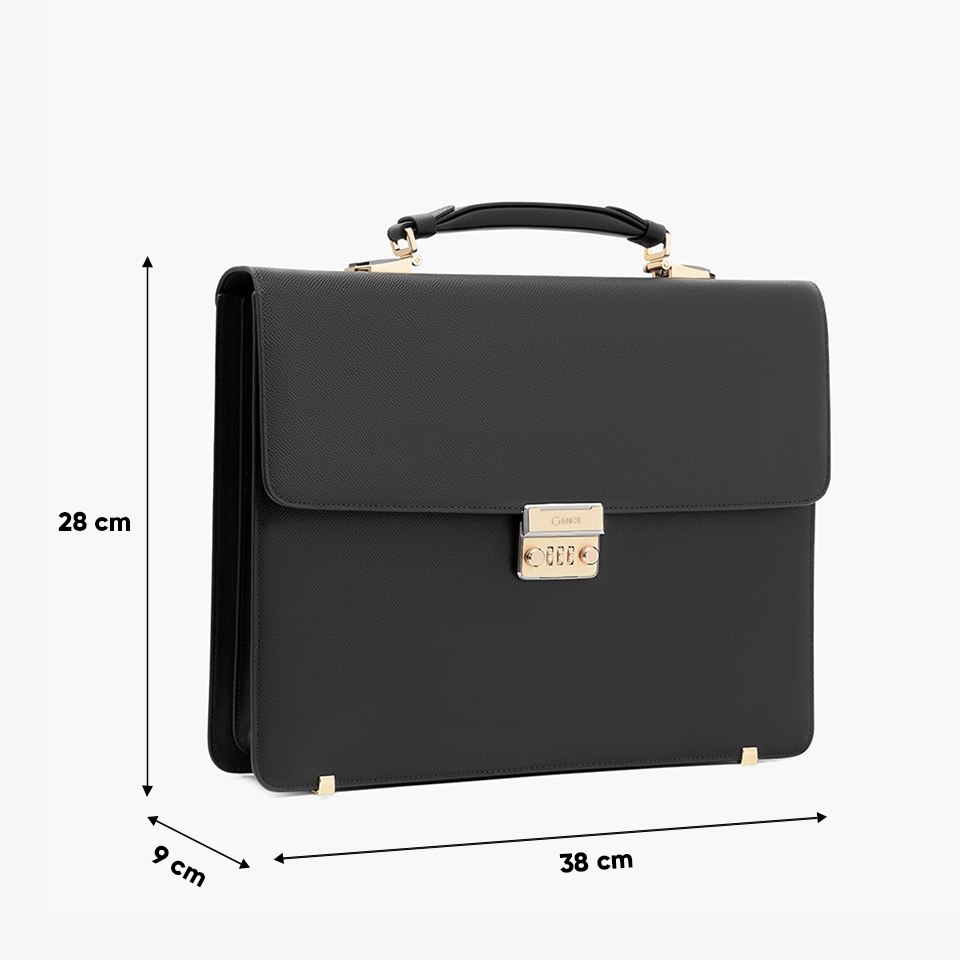 Cặp Nam Gence Khóa Số Da Bò Epsom Cao Cấp CTS25 Đen