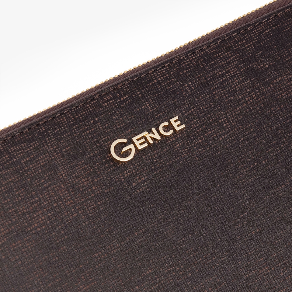 Clutch cầm tay da bò saffiano chà nâu CK11