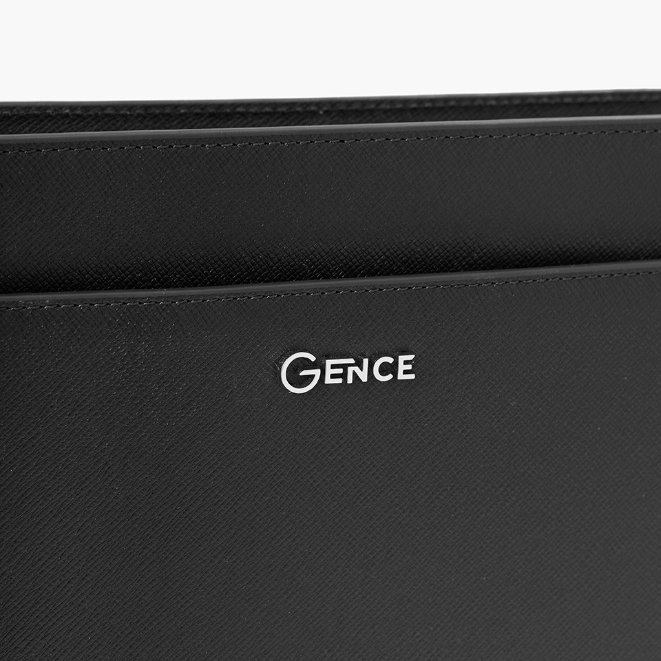 Clutch cầm tay đeo chéo da bò Taiga màu đen RB14