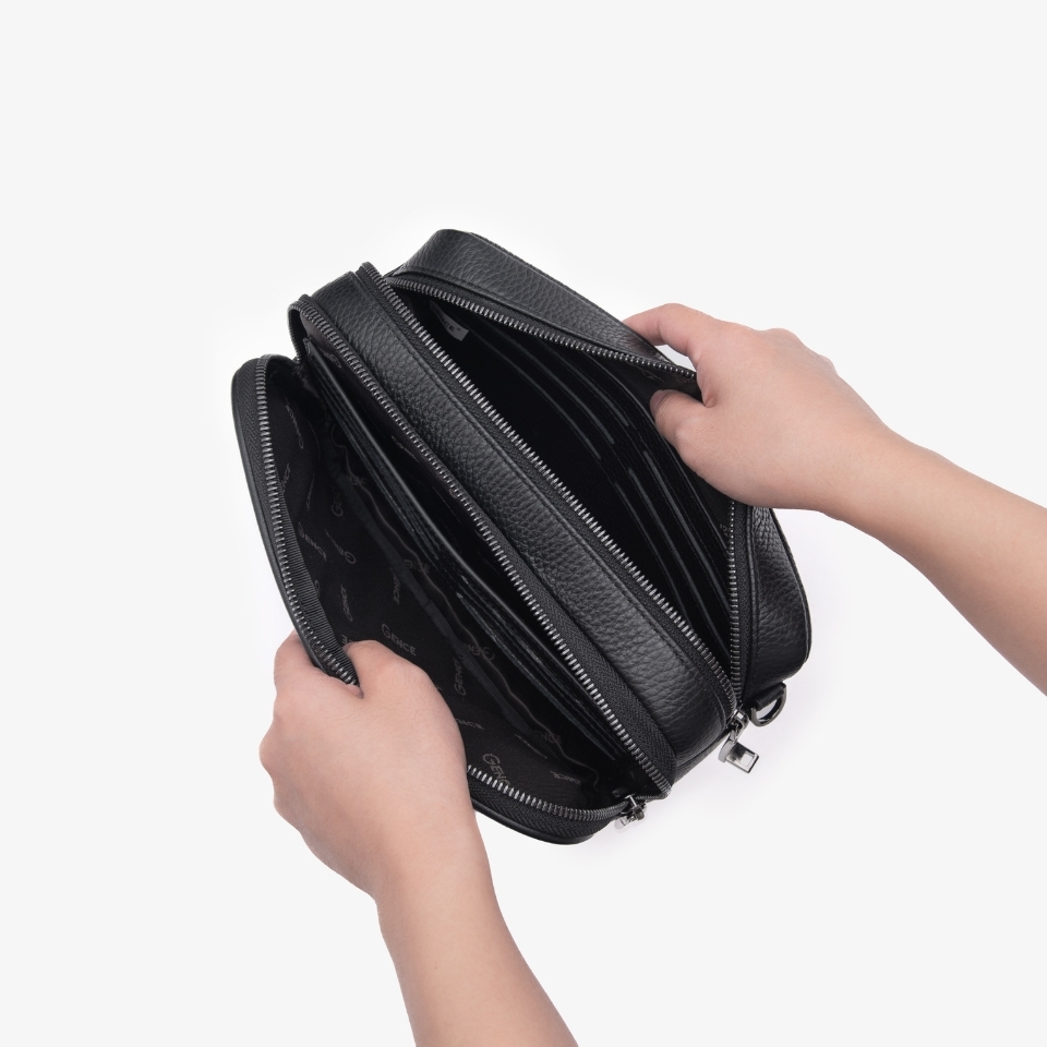 Clutch cầm tay đeo chéo da bò vân Togo cao cấp RB08