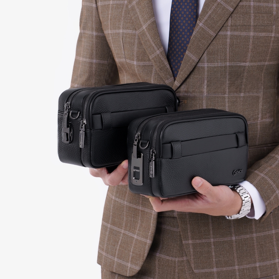 Clutch cầm tay đeo chéo da bò vân Togo cao cấp RB08