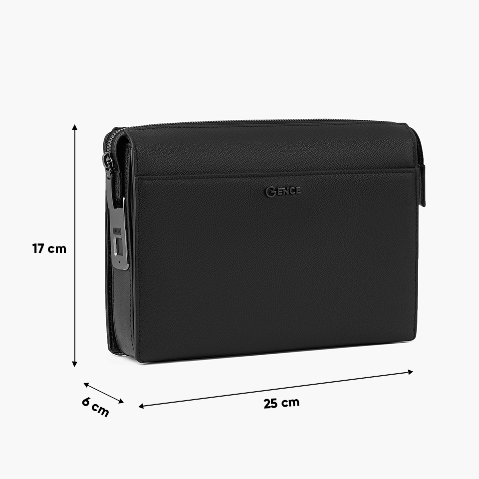 Clutch cầm tay Gence da bò Epsom cao cấp RB17 màu đen