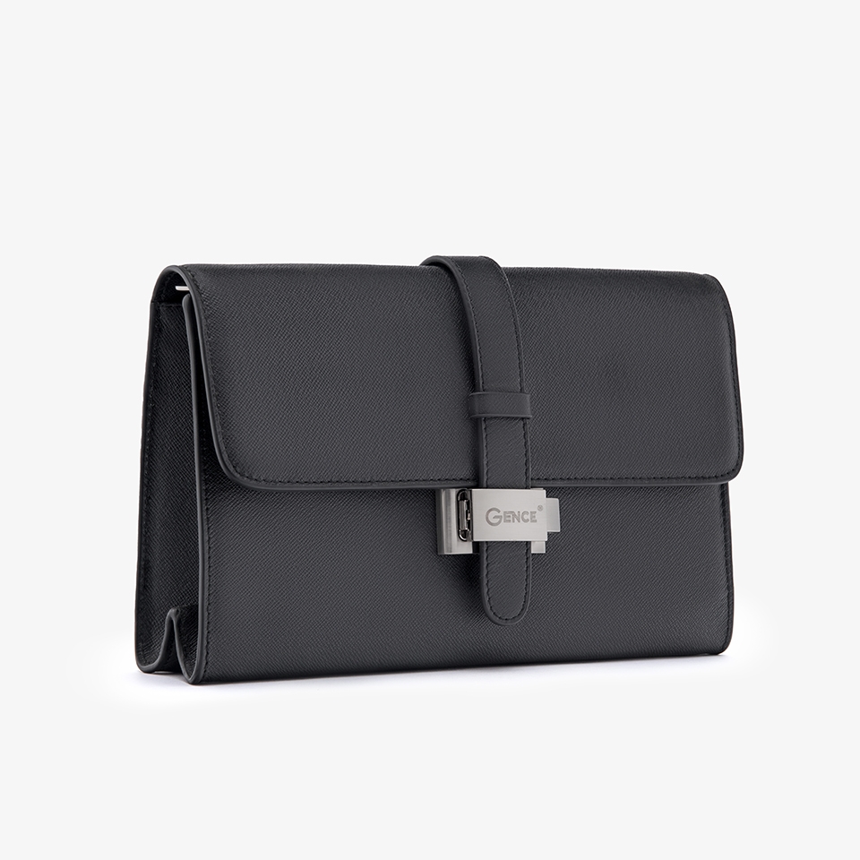 Clutch cầm tay nam da bò Taiga HT10 Màu Đen