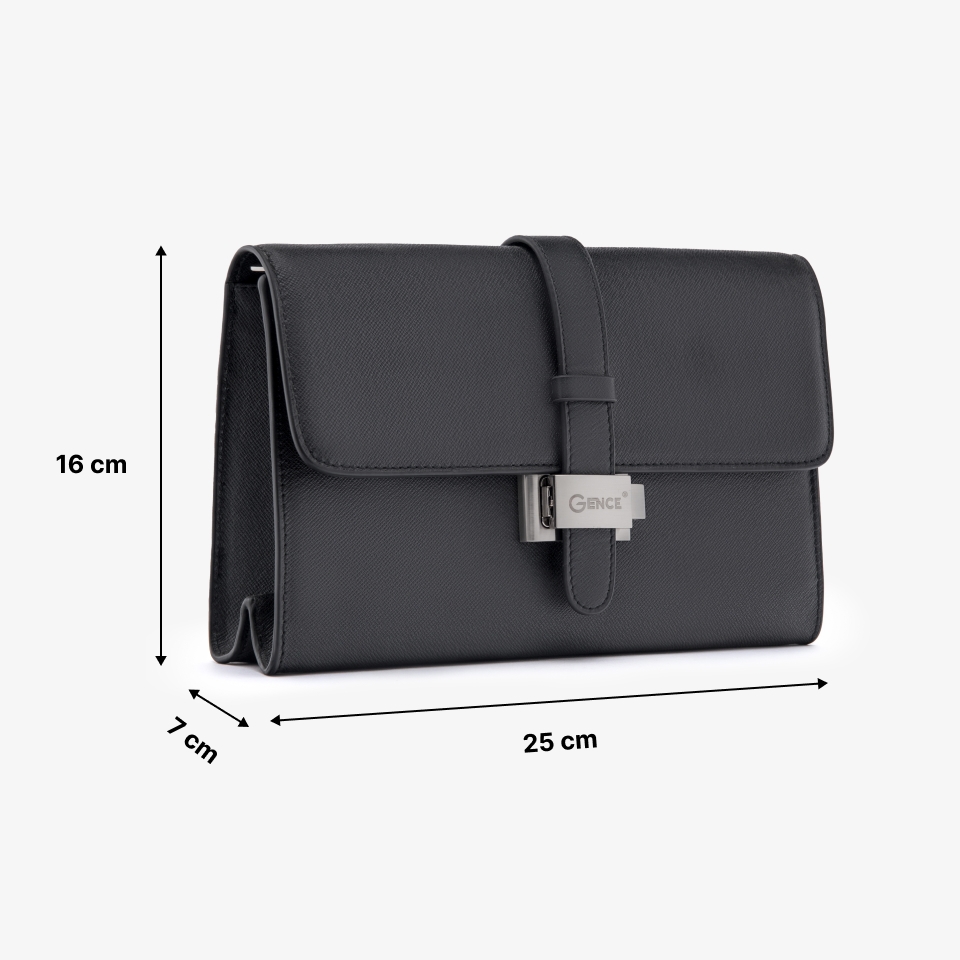 Clutch cầm tay nam da bò Taiga HT10 Màu Đen