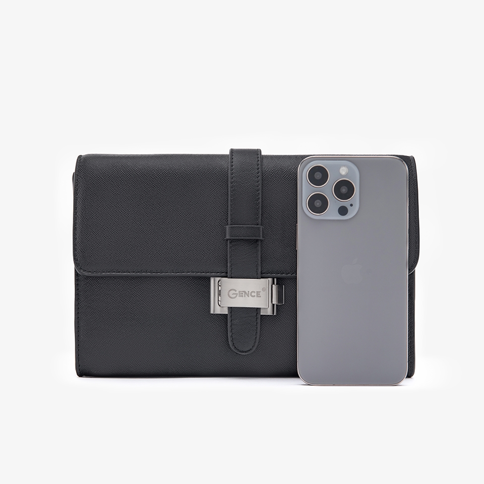 Clutch cầm tay nam da bò Taiga HT10 Màu Đen