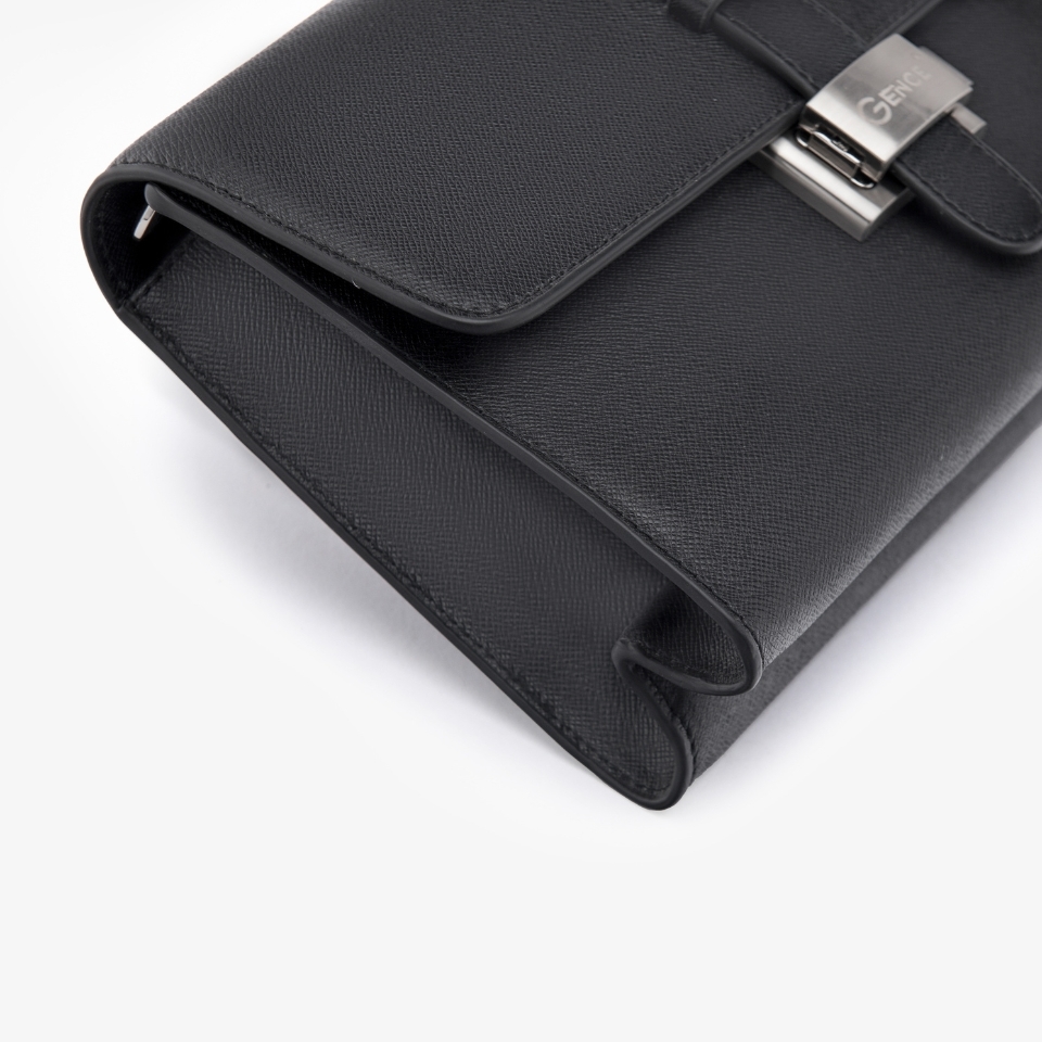 Clutch cầm tay nam da bò Taiga HT10 Màu Đen