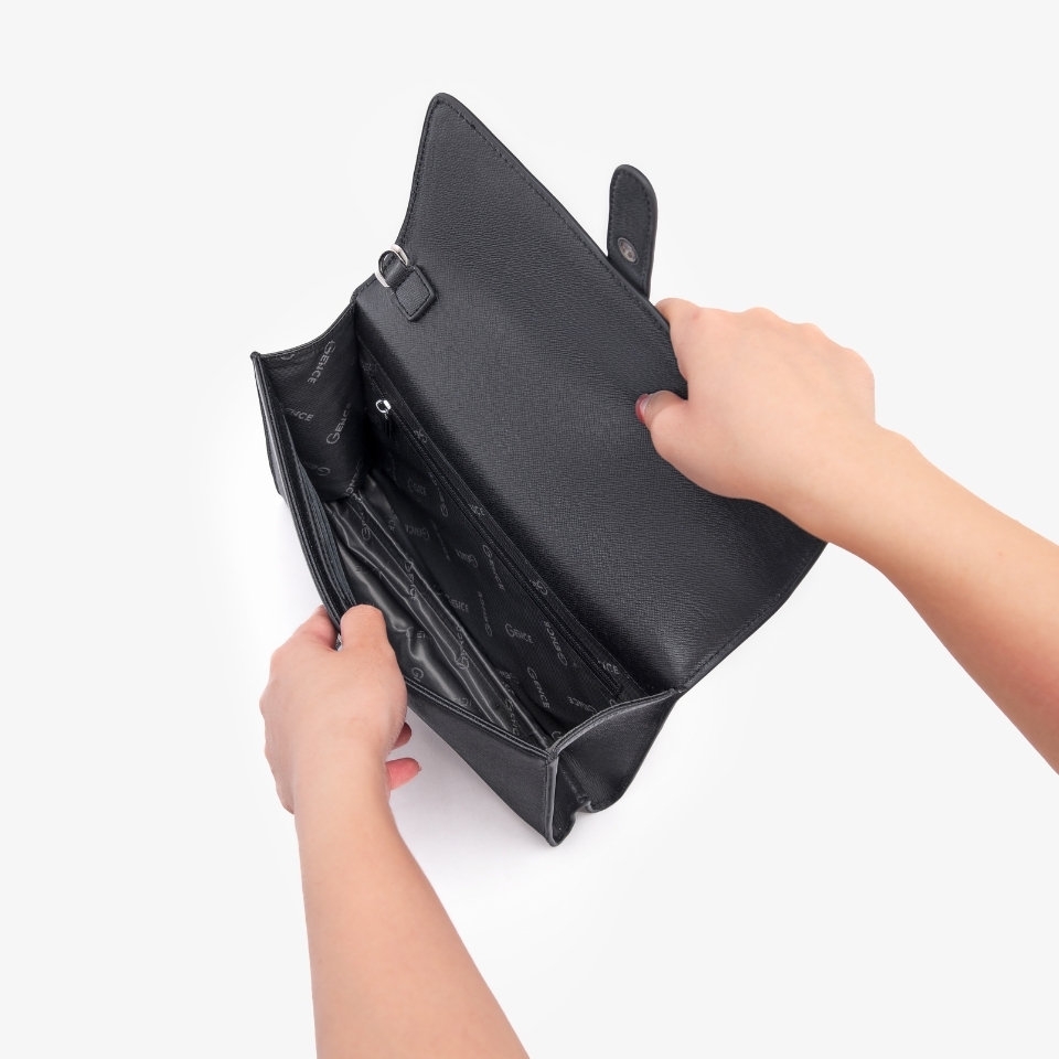 Clutch cầm tay nam da bò Taiga HT10 Màu Đen