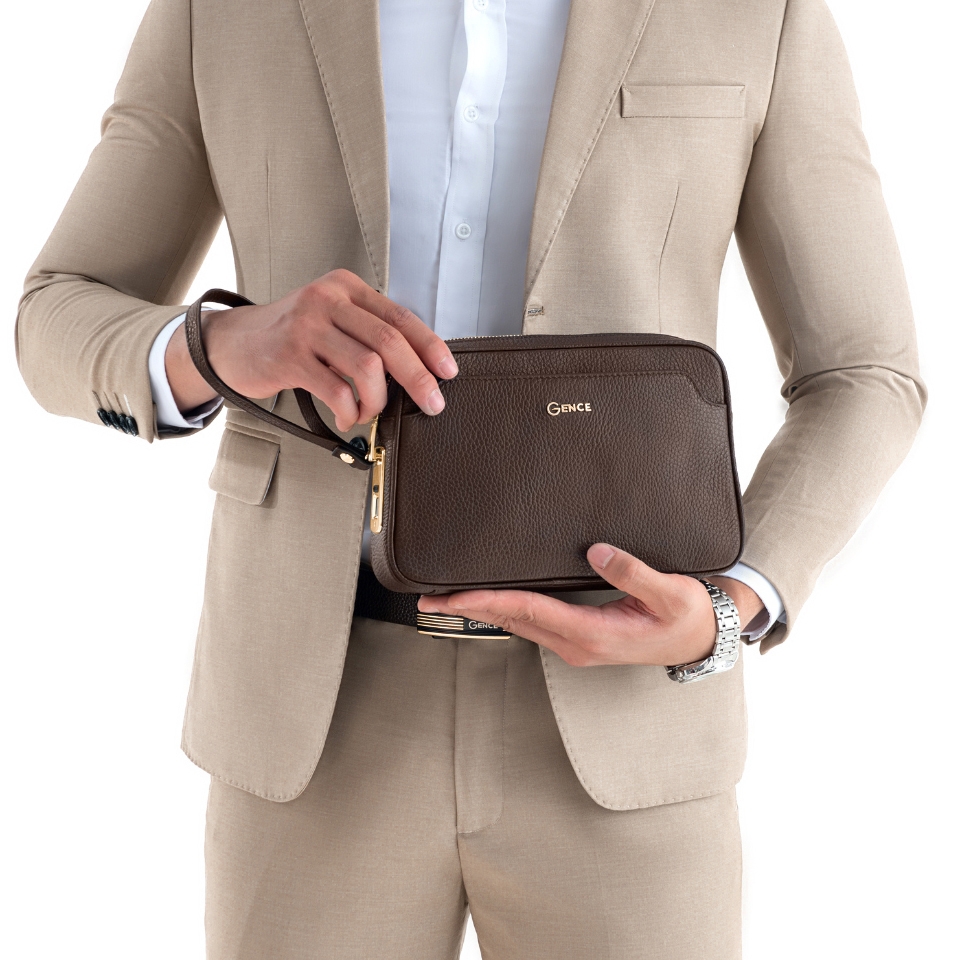 Clutch cầm tay nam da bò Togo cao cấp RB05