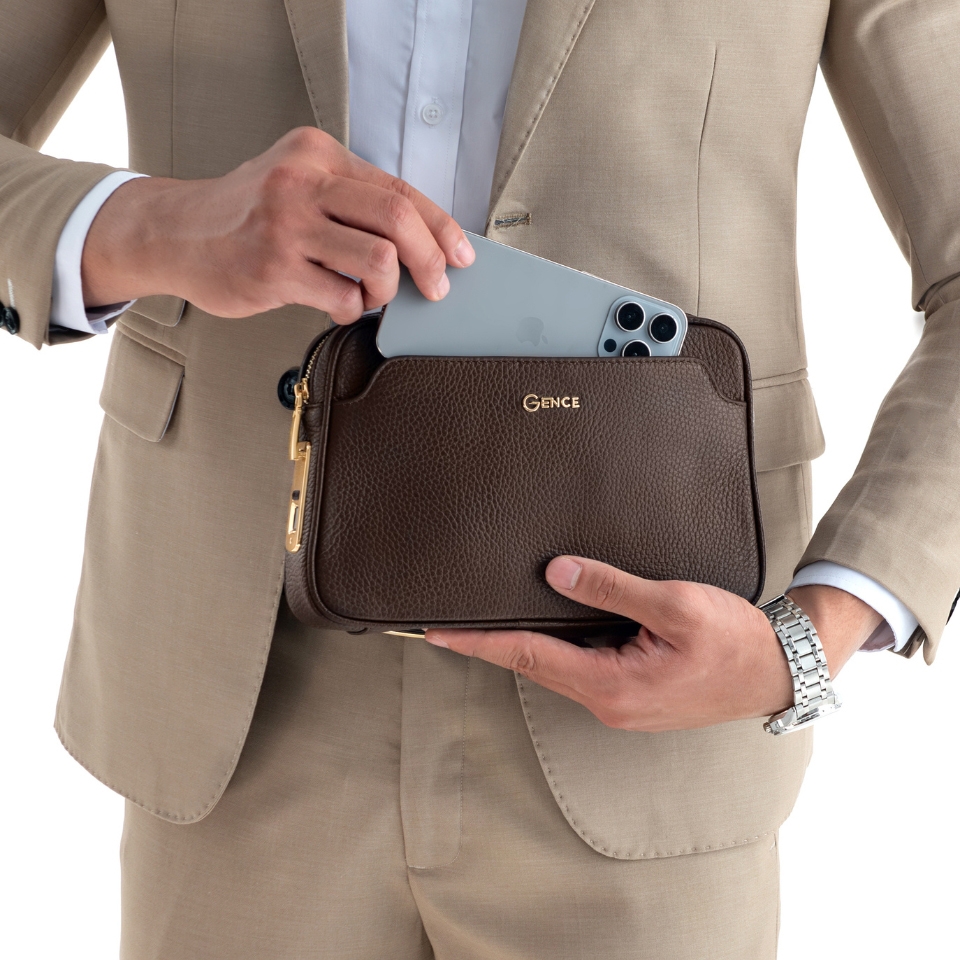 Clutch cầm tay nam da bò Togo cao cấp RB05