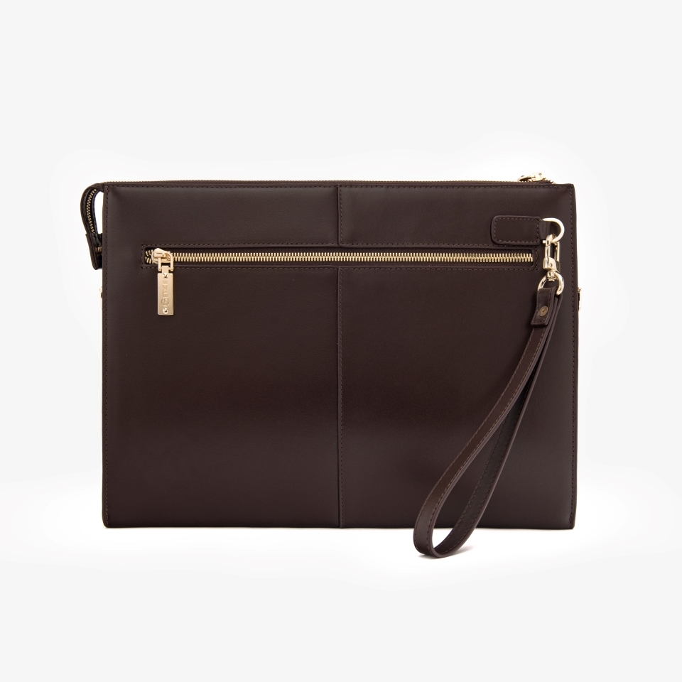 Clutch đựng tài liệu A4 da bò Nappa CL05 màu nâu