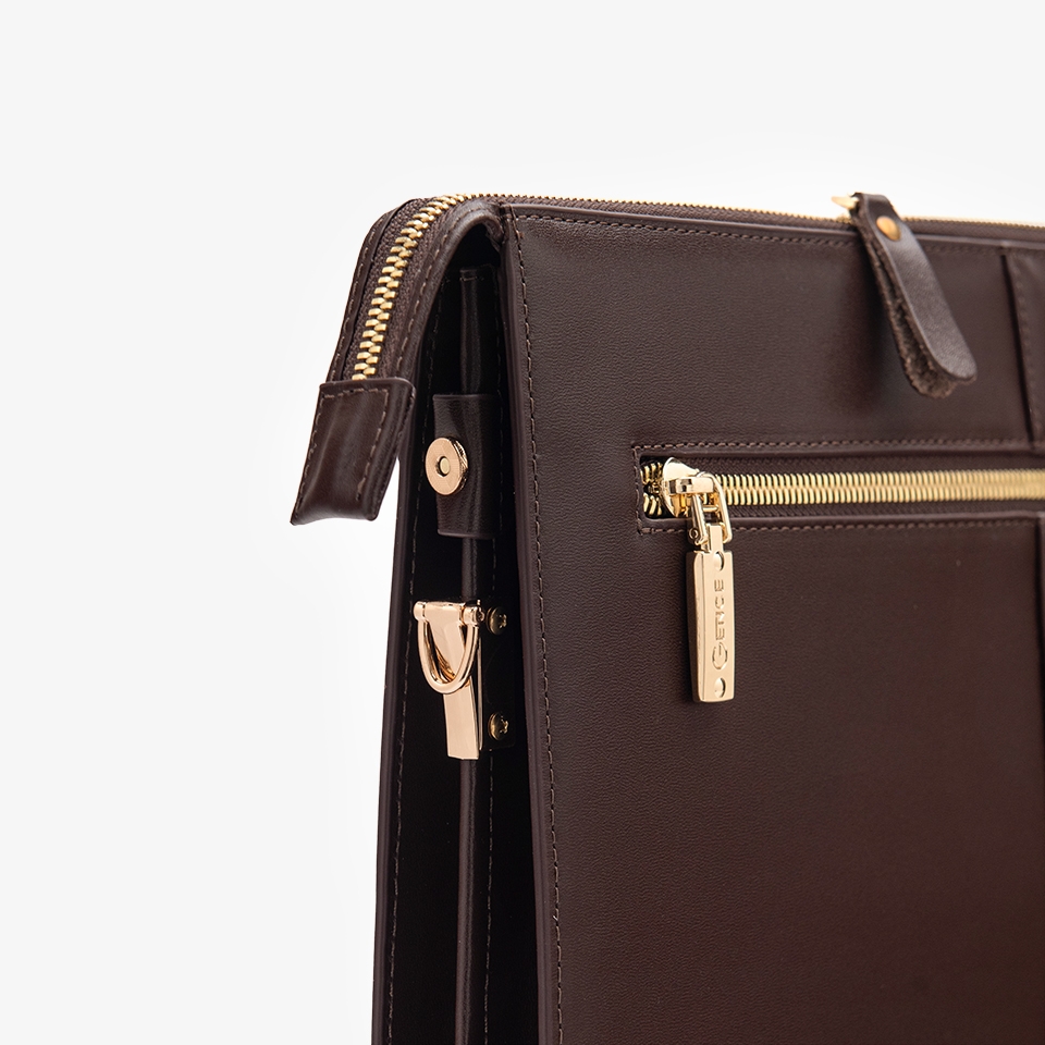 Clutch đựng tài liệu A4 da bò Nappa CL05 màu nâu