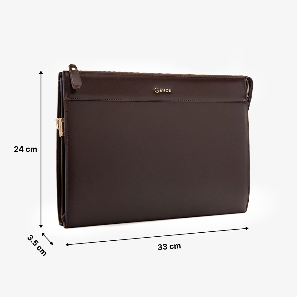 Clutch đựng tài liệu A4 da bò Nappa CL05 màu nâu