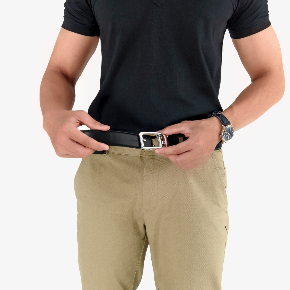 Thắt lưng da nam công sở LG36 màu bạc