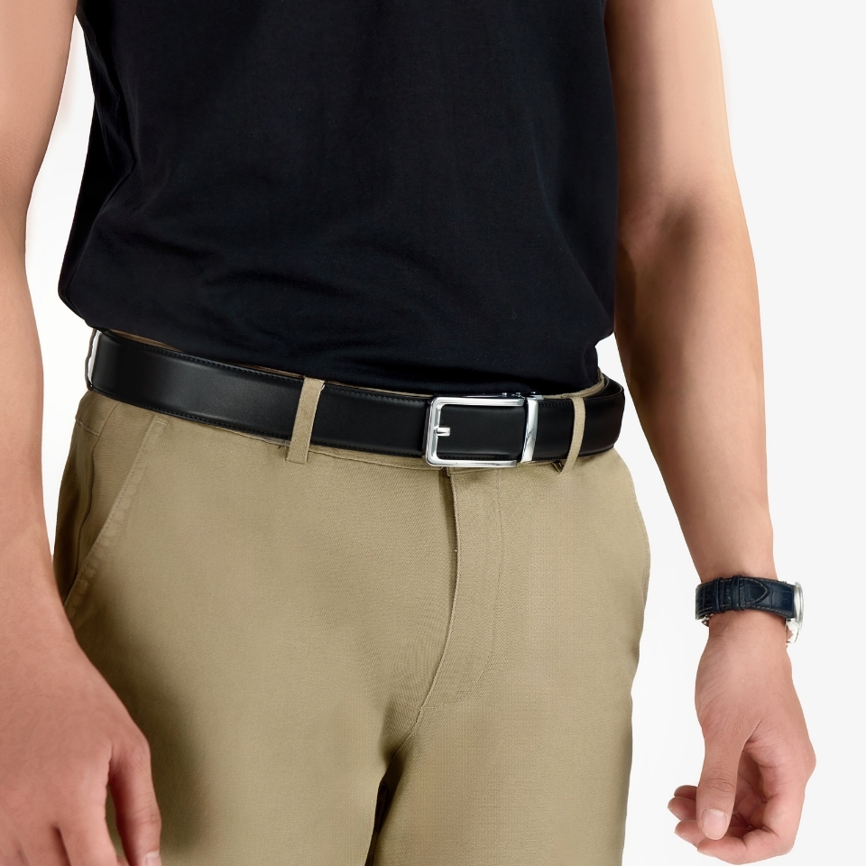 Thắt lưng da nam công sở LG36 màu bạc