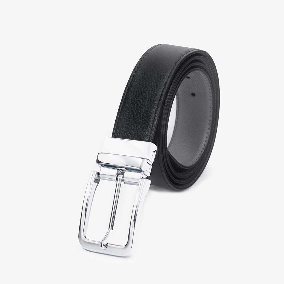 Thắt lưng da nam khóa cài mặt xoay LG40 màu bạc