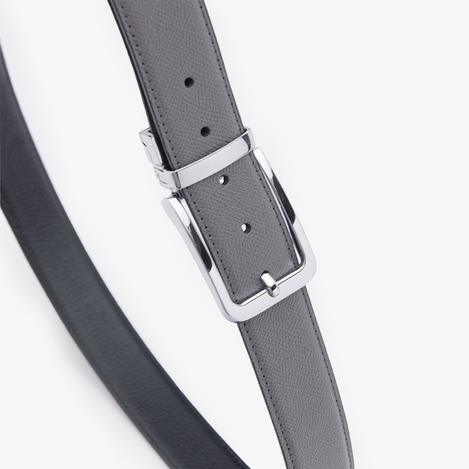 Thắt lưng da nam khóa cài mặt xoay LG40 màu bạc