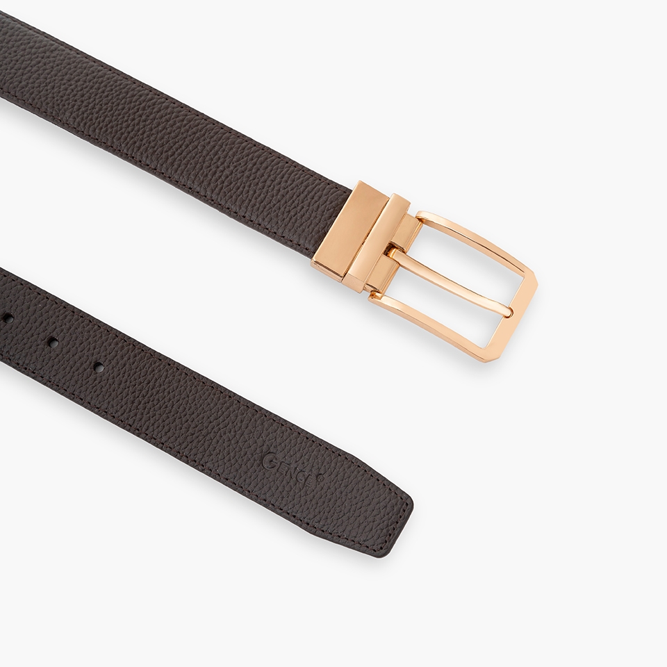 Thắt lưng da nam khóa cài mặt xoay LG55 màu vàng