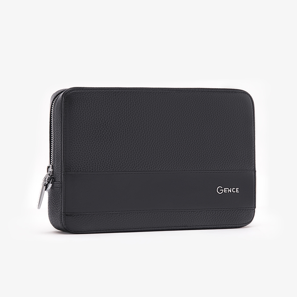 Túi cầm tay nam Gence đeo chéo da bò Mill TC02 Đen