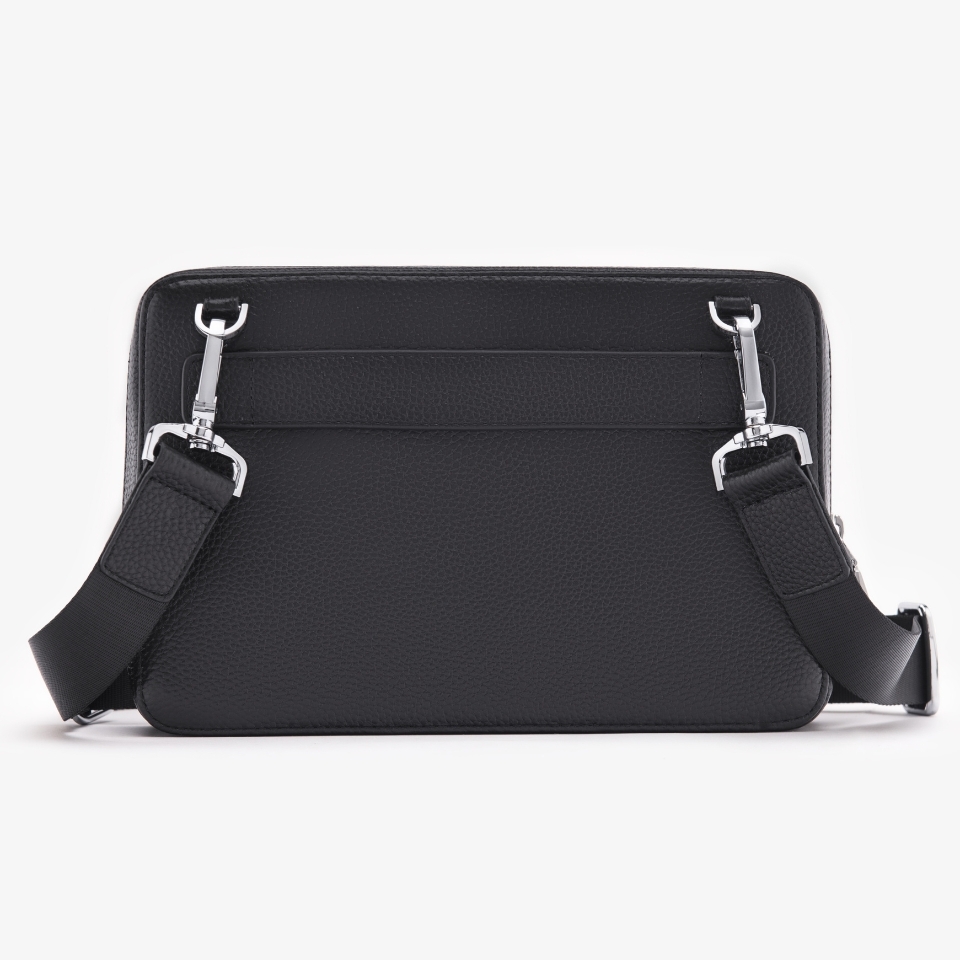 Túi cầm tay nam Gence đeo chéo da bò Mill TC02 Đen