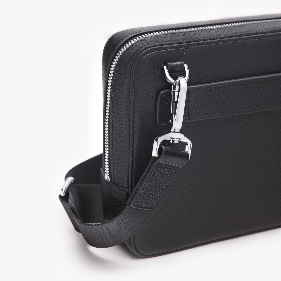 Túi cầm tay nam Gence đeo chéo da bò Mill TC02 Đen