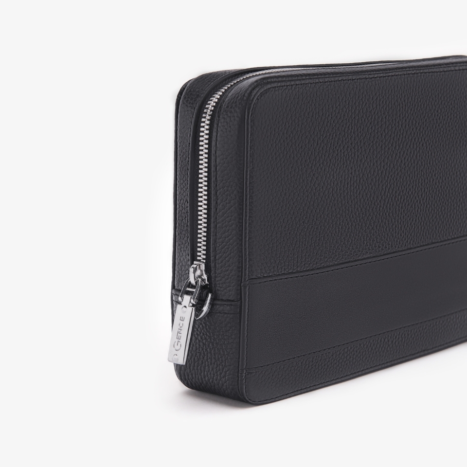 Túi cầm tay nam Gence đeo chéo da bò Mill TC02 Đen