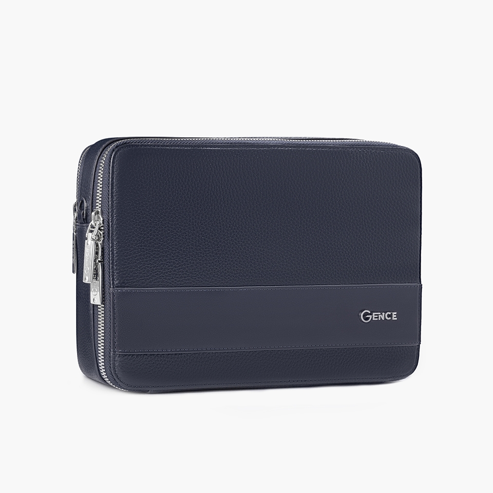 Túi cầm tay nam Gence đeo chéo da bò Mill TC04 Xanh