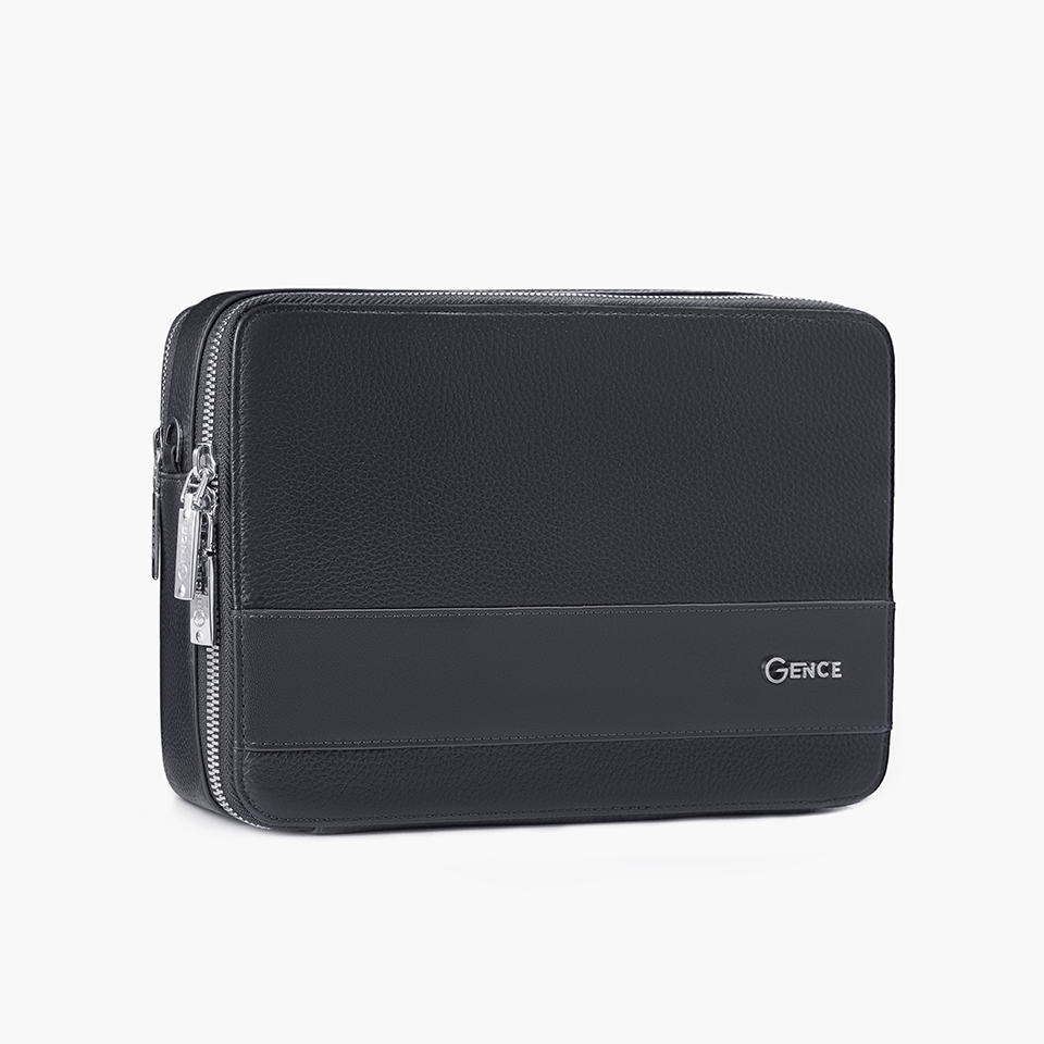Túi cầm tay nam Gence đeo chéo da bò Mill TC05 Đen