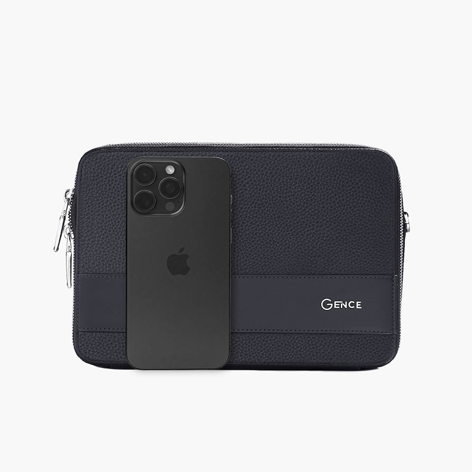 Túi cầm tay nam Gence đeo chéo da bò Mill TC05 Đen