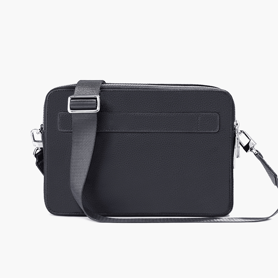 Túi cầm tay nam Gence đeo chéo da bò Mill TC05 Đen