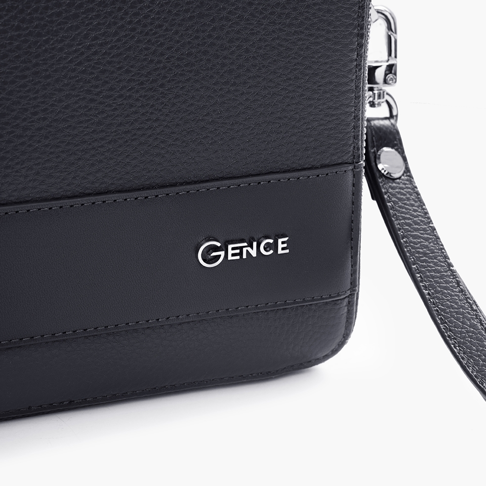 Túi cầm tay nam Gence đeo chéo da bò Mill TC05 Đen