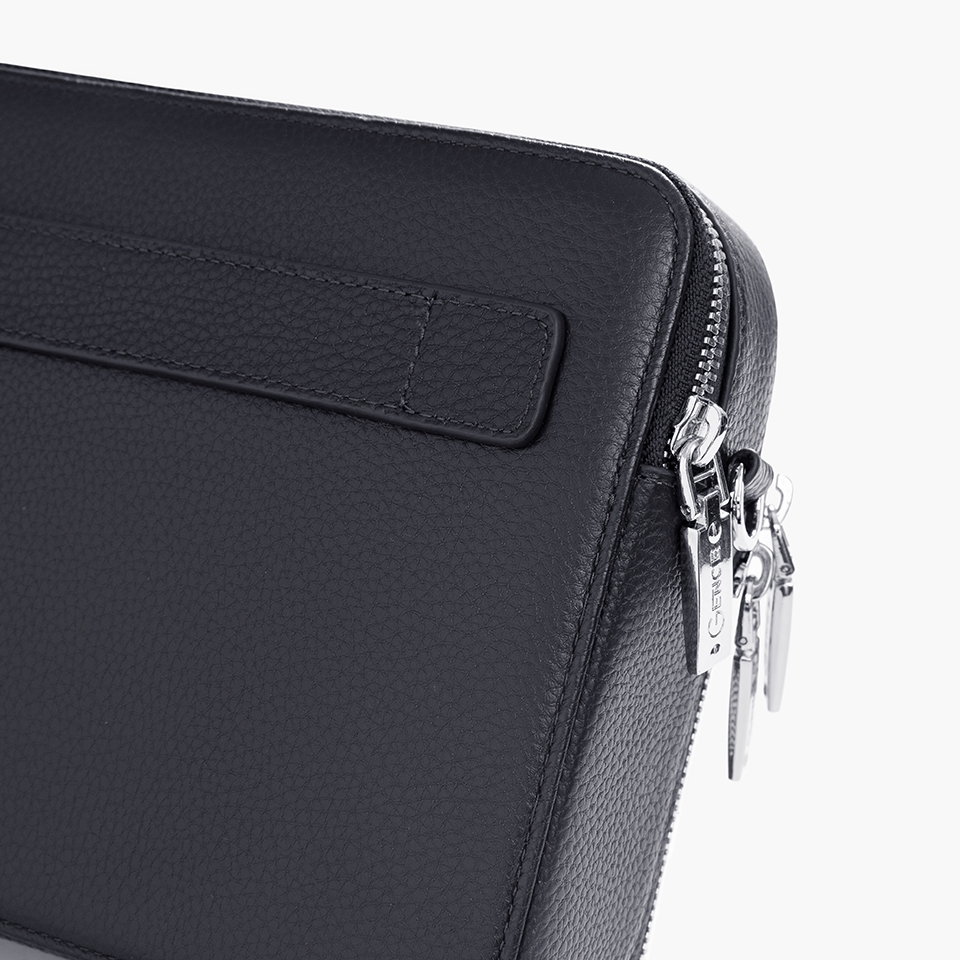 Túi cầm tay nam Gence đeo chéo da bò Mill TC05 Đen