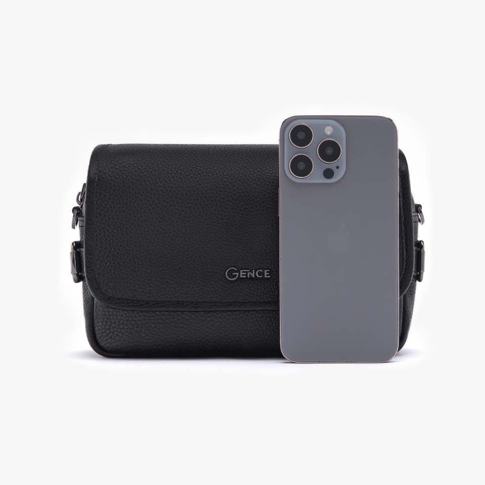 Túi đeo chéo nam Gence da bò Mill TD07 màu đen