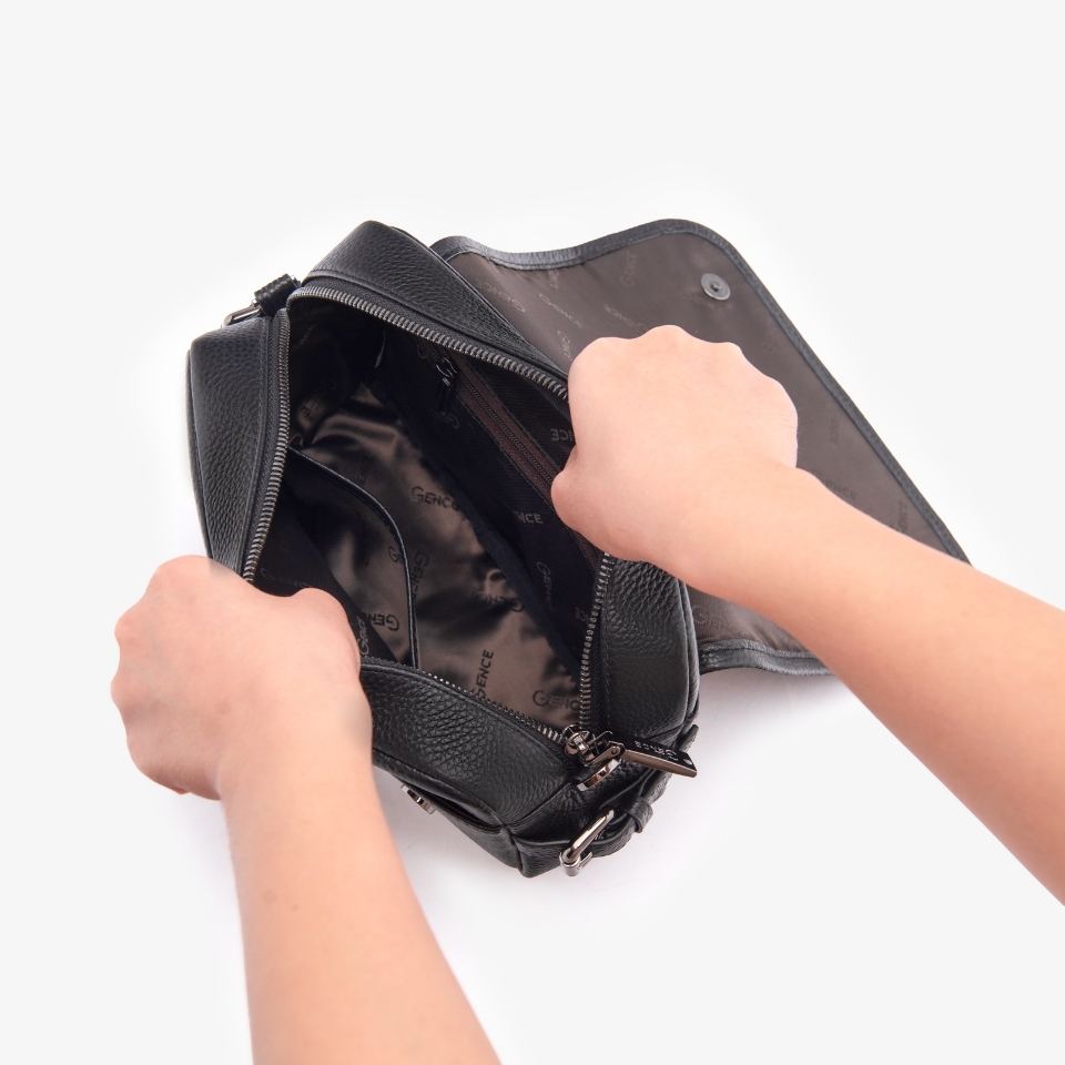 Túi đeo chéo nam Gence da bò Mill TD07 màu đen