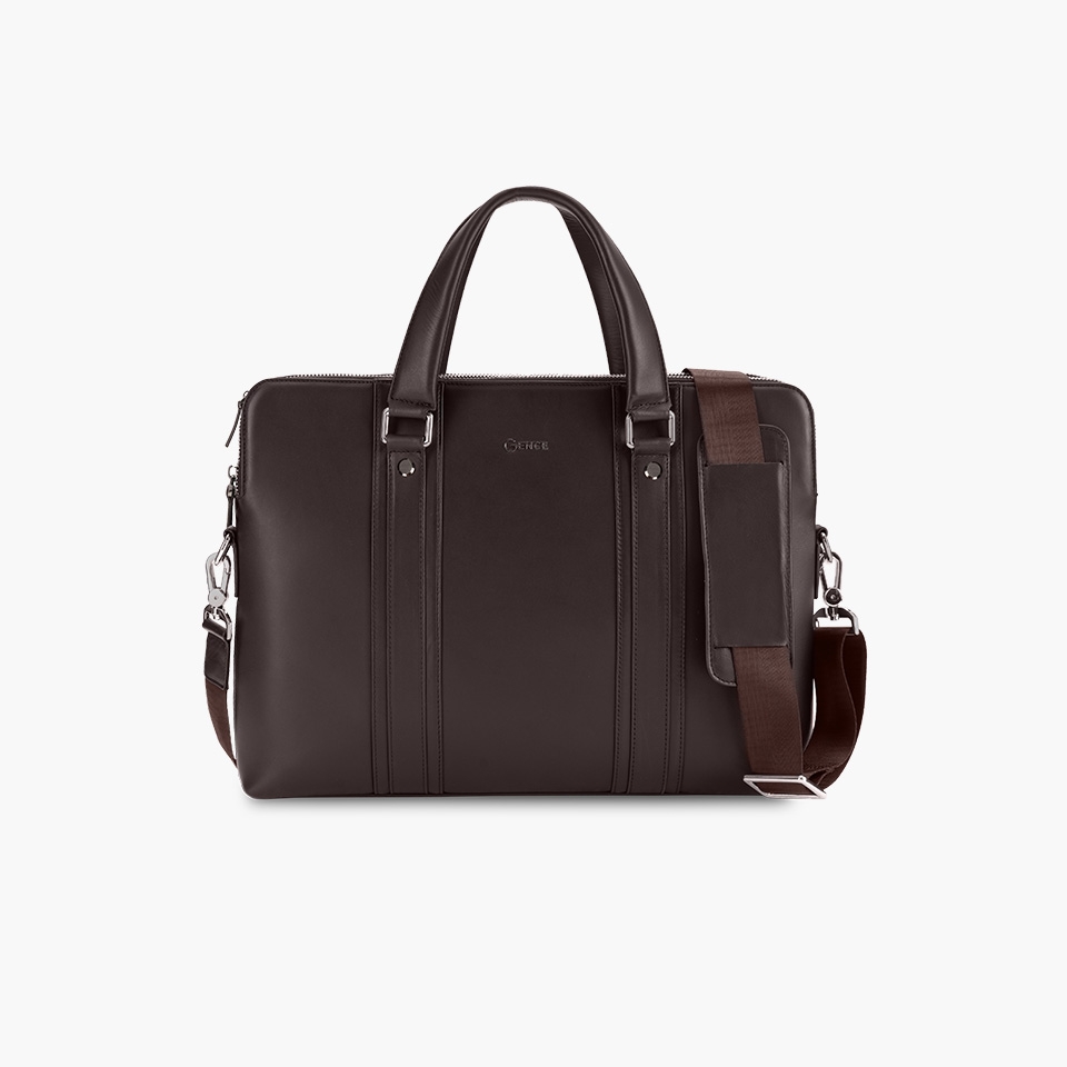 Túi xách nam 2 khóa da bò Swift màu nâu GCE23