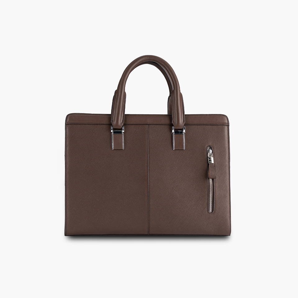 Túi xách nam công sở da bò Saffiano màu nâu CDX14
