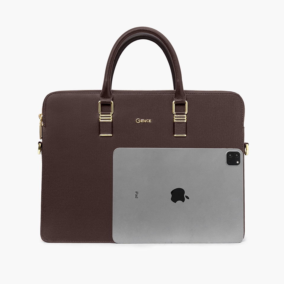 Túi xách nam công sở da bò Taiga màu nâu CDX19