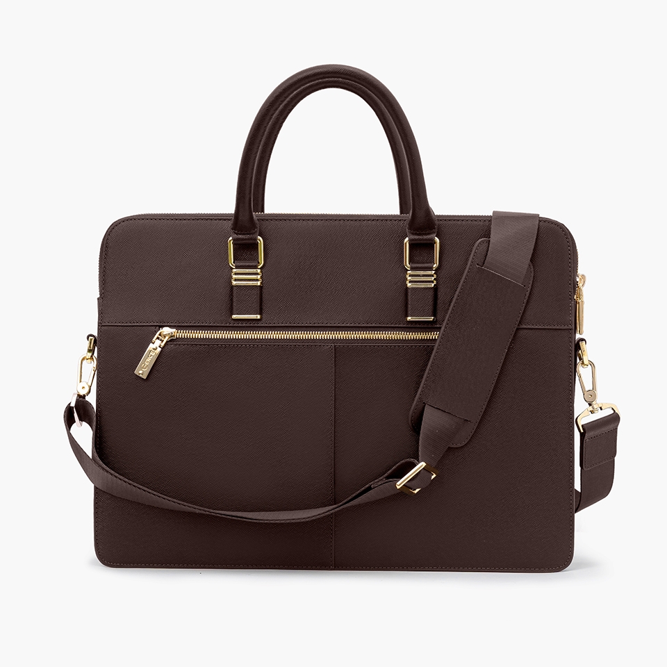 Túi xách nam công sở da bò Taiga màu nâu CDX19