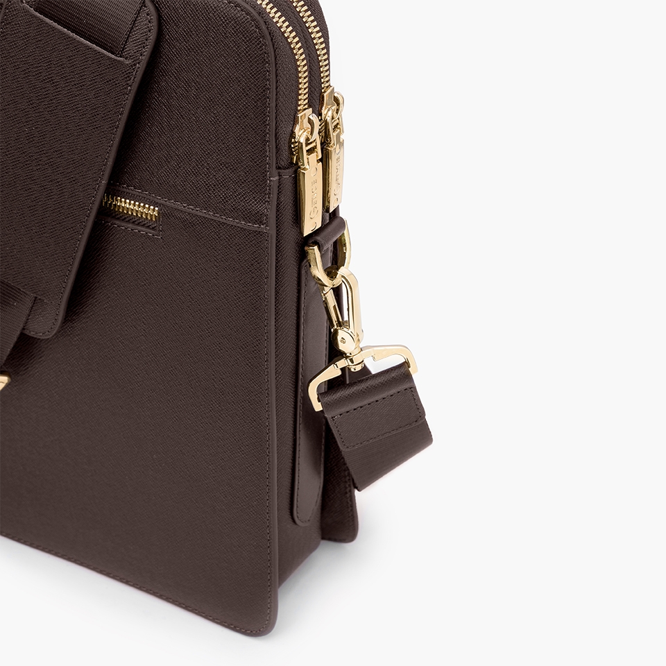 Túi xách nam công sở da bò Taiga màu nâu CDX19